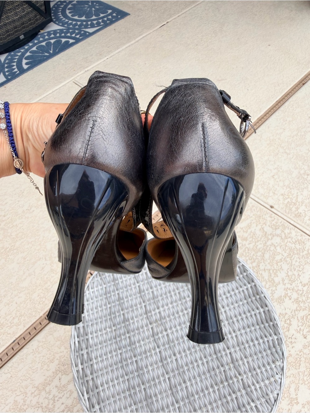 John Fluevog Andromeda Elegant Ankle Strap Heel in Silver - Picture 6 of 8